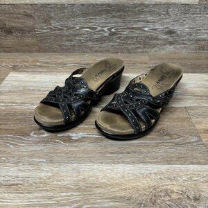 Umberto Raffini Black & Siver Leather Wedge Sandals Size 38